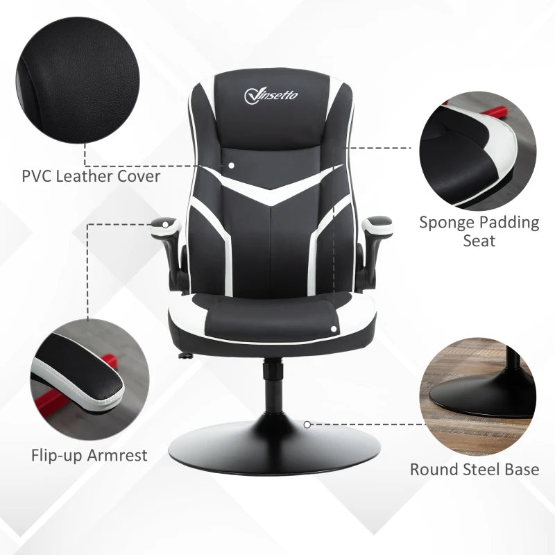 Vinsetto Ergonomic Gaming Chair - Adjustable Height, Swivel Base, PVC Leather - Black Home Office Desk Chair