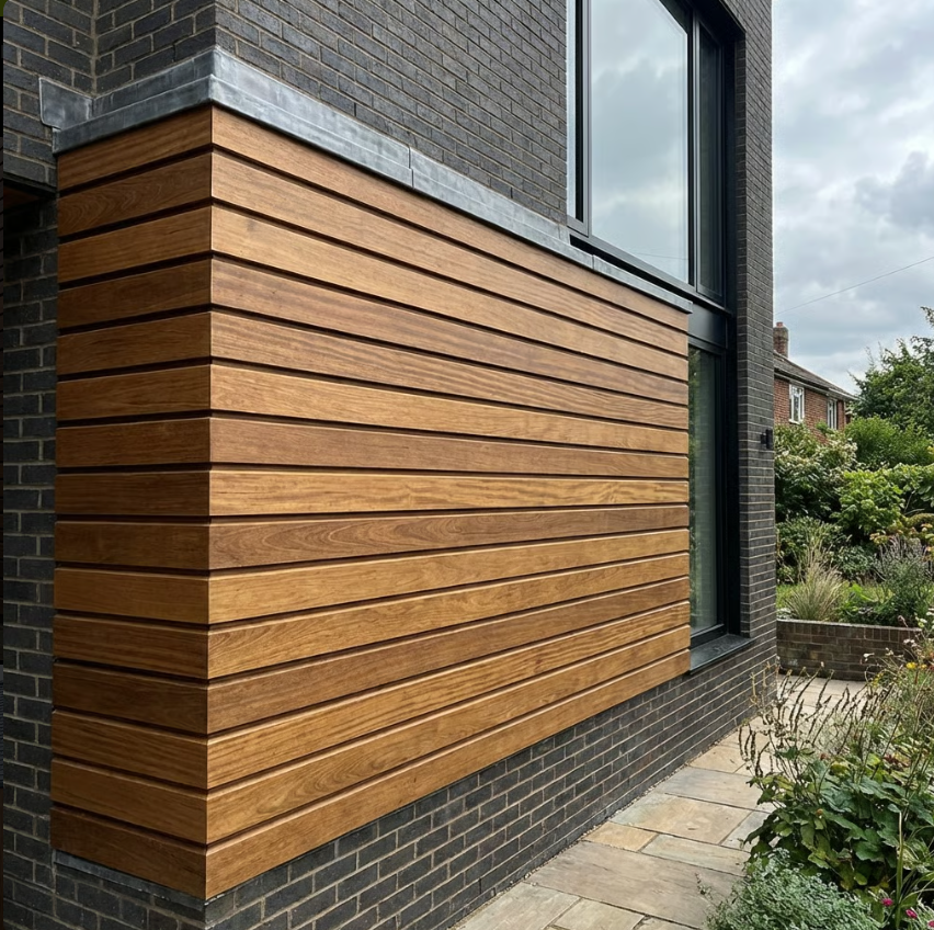 2.4m Iroko Wood Cladding 145mm x 18mm – Exterior Shadow Gap Timber Boards