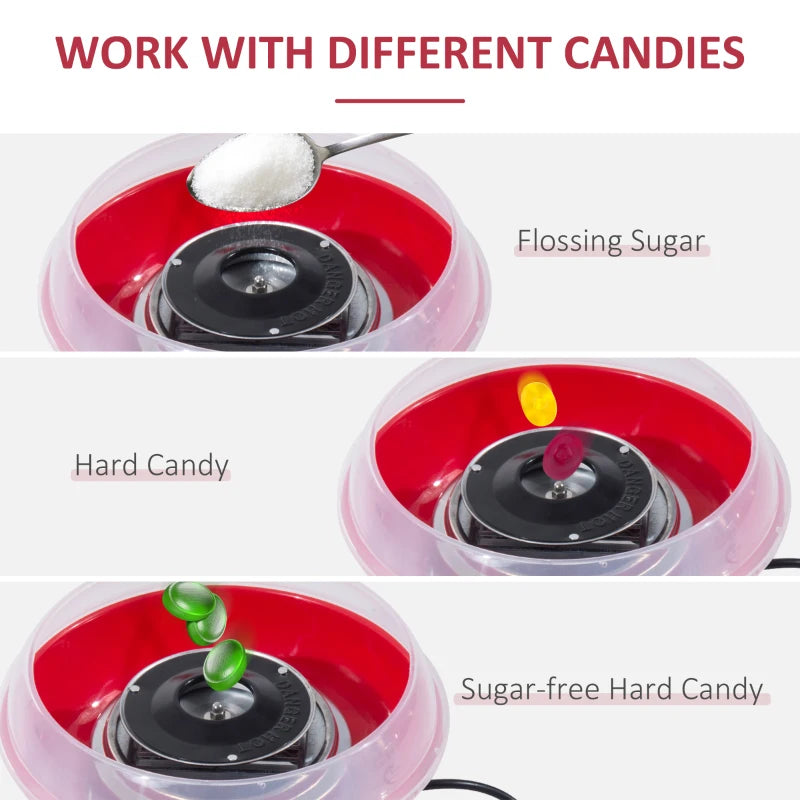 Electric Candy Floss Machine - 450W Cotton Candy Maker in Red - Perfect for Parties & Events