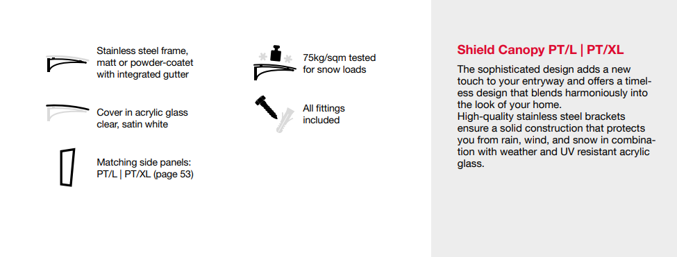 150cm Clear Shield Door Canopy – Stainless Steel Brackets, 4mm Acrylic Roof, Includes Fixings
