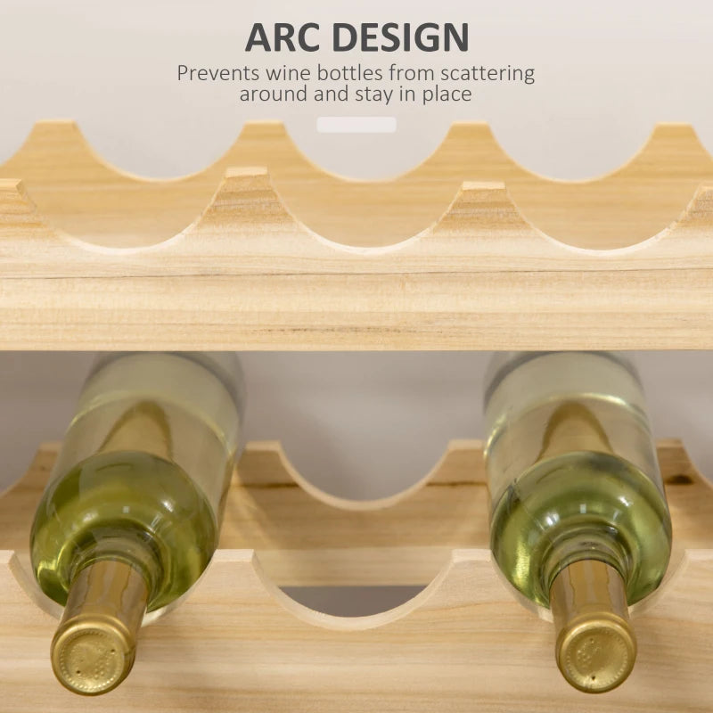 Set of 2 Natural Six-Tier Wooden Wine Racks - Holds 72 Bottles - Stylish Wine Storage Solution