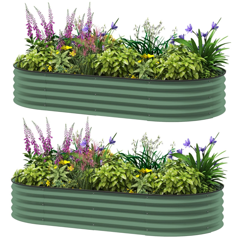 Set of Two 181 x 93cm Green Steel Planters