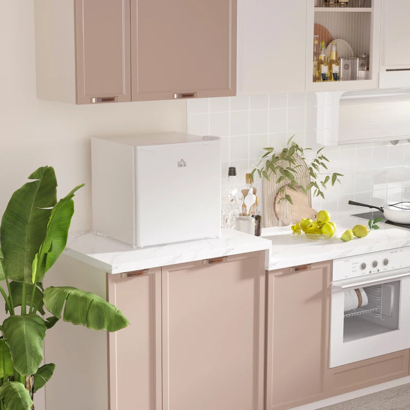46L Mini Fridge with Ice Box - Compact Table Top Refrigerator, Reversible Door, Adjustable Temp, Cream for Bedroom & Office