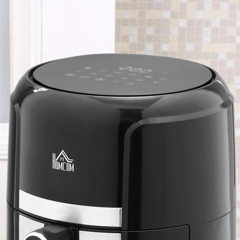 4L Digital Air Fryer Oven - 1300W, Touch Display, 12 Cooking Programs, Nonstick Basket, Oil-Free Cooking, Black