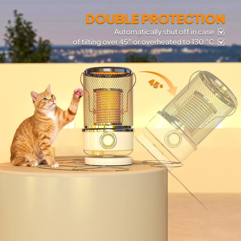 2000W Freestanding Outdoor Infrared Heater - 10-20㎡ Coverage, Tip-Over & Overheat Protection, Indoor/Outdoor Use, White