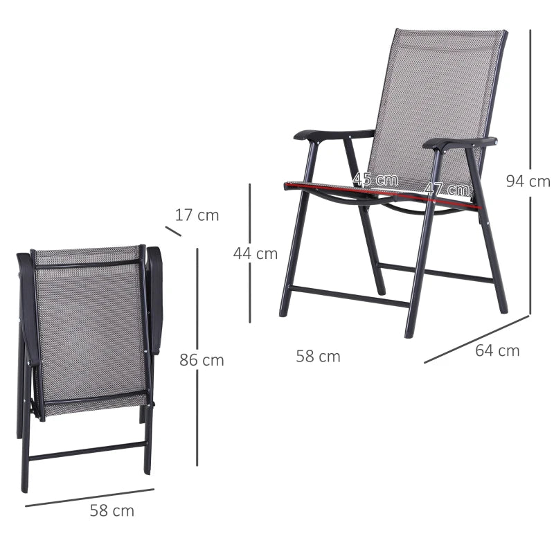 Grey Folding Outdoor Dining Chairs Set of 6