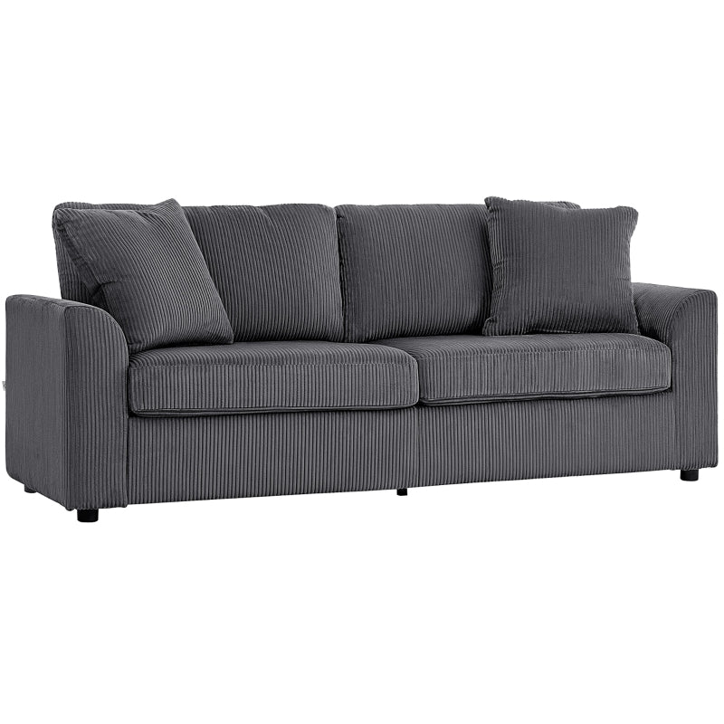 Modern 3-Seater Fabric Sofa with Spring Cushions and Scatter Cushions for Living Room or Home Office, Grey