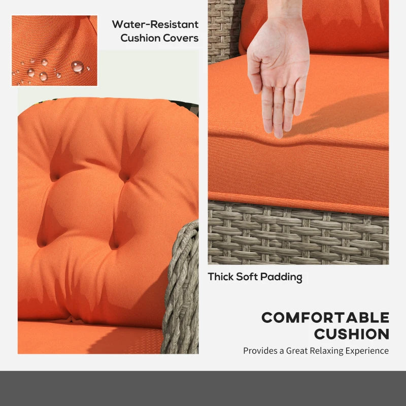 Stylish Four-Piece Rattan Sofa Set with Glass Table