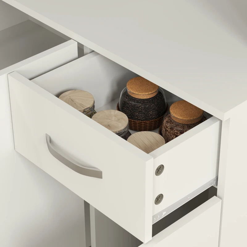 Stylish Freestanding White Kitchen Pantry Storage Cabinet with Adjustable Shelves - Perfect for Organizing Your Kitchen Space