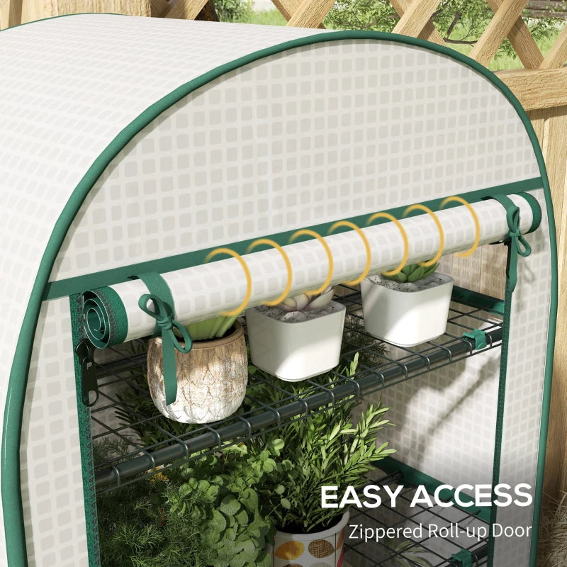 Portable White Mini Greenhouse with Storage Shelf