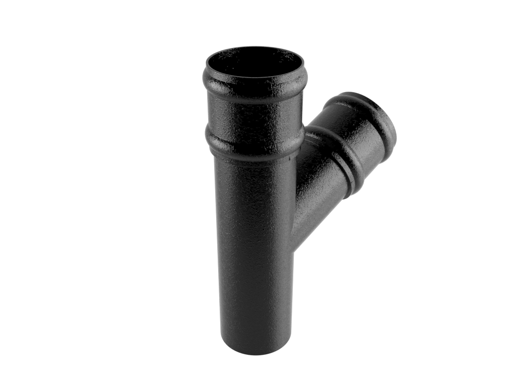 Cast Aluminium Black 63mm Collared Y-Junction 112.5 Degrees
