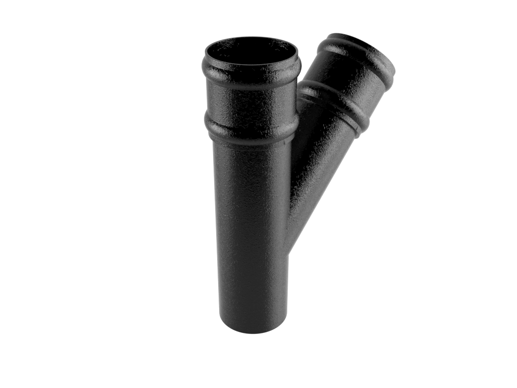 Cast Aluminium Black 100mm Collared Y-Junction 135 Degrees