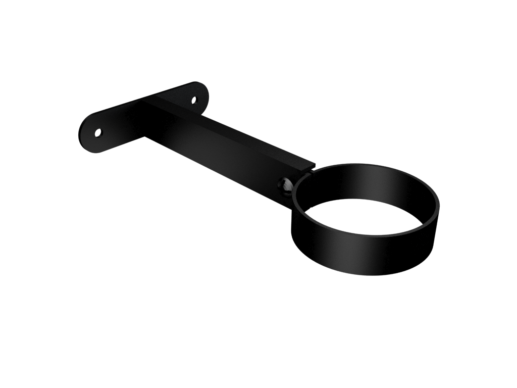 Cast Aluminium Black 76mm 2 part Standoff Pipe Clip 200mm "C" Channel Base
