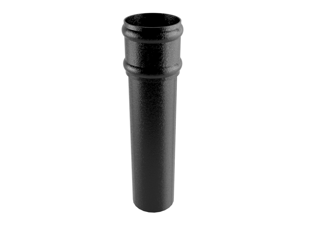 Cast Aluminium Black 63mm Uneared Round Downpipe - 2m