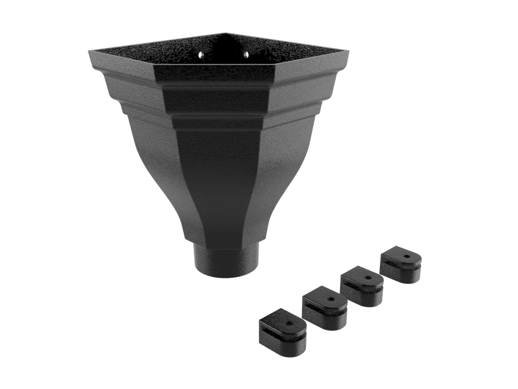 Merus Small Cast Aluminium Corner Hopper - 76mm Dia Outlet Flushfit