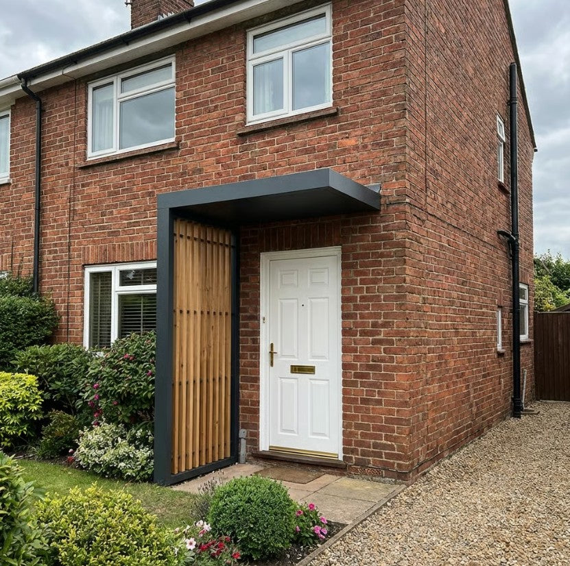 Aluminium Canopy With Timberline Side Panel - RAL 7016 Anthracite Grey