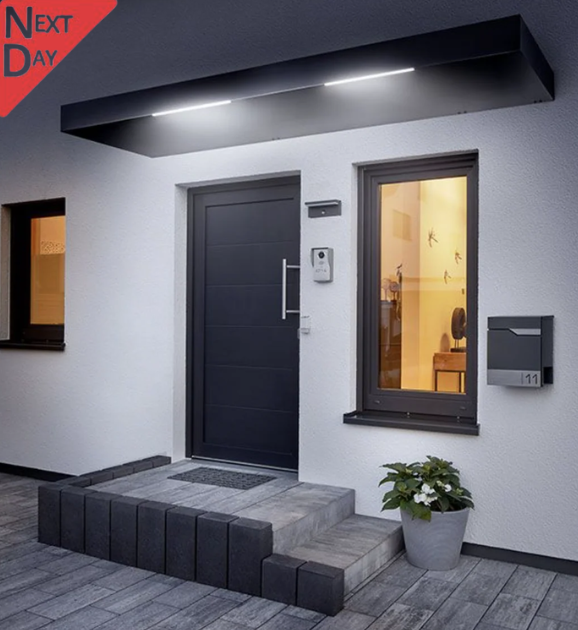 250x90cm Aluminium Canopy With LED Light Strip - Anthracite Grey
