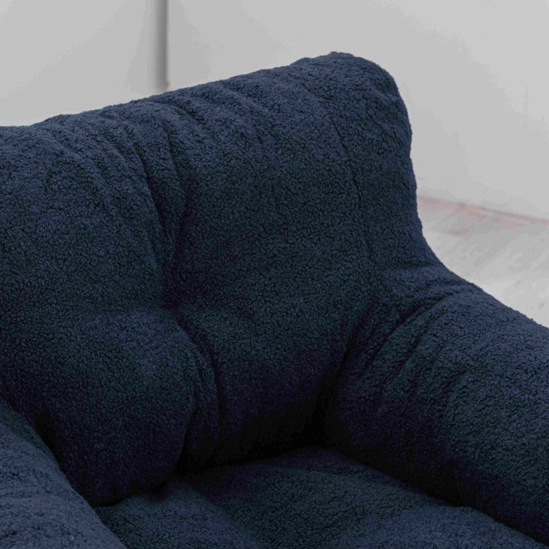 Soft Tufted Foam Snuggle Chair in Blue with Teddy Fabric – No Assembly Needed, 100x94x70 cm