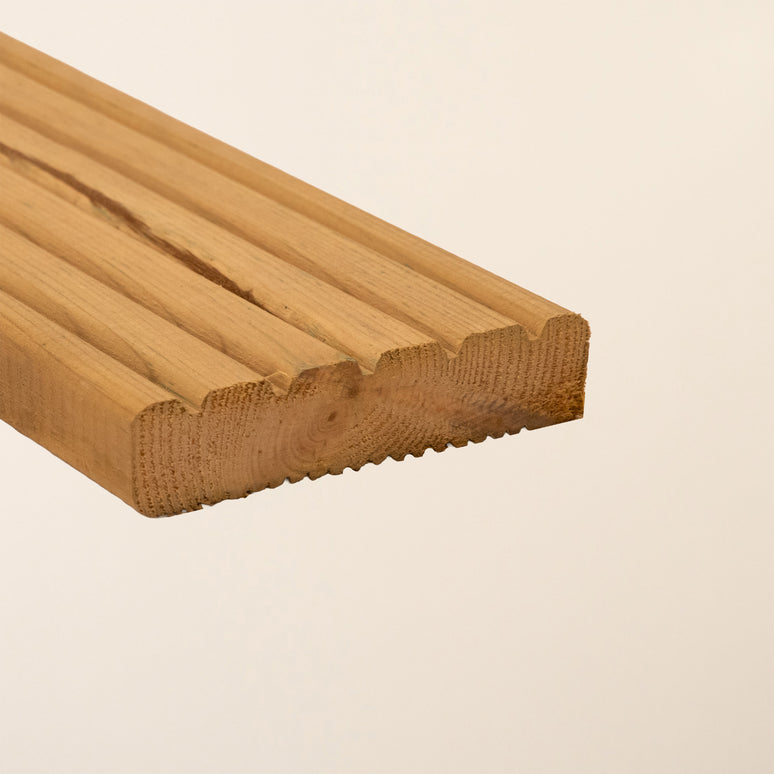 Pressure Treated Timber Decking Boards 94mm x 21mm – Joinery Grade Kiln Dried Scandinavian Redwood, Green Tanalith Treated