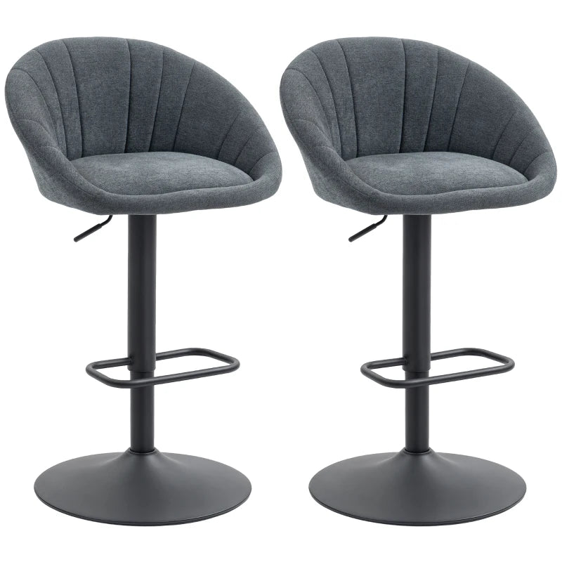 Set of 2 Dark Grey Relaxed Tub Bar Stools - Modern Design for Kitchen & Home Bar Seating