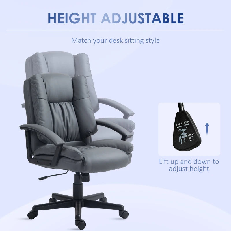 Ergonomic Mid Back Office Chair - Adjustable Height Computer Desk Chair with Swivel Rolling Wheels - Dark Grey for Home Study