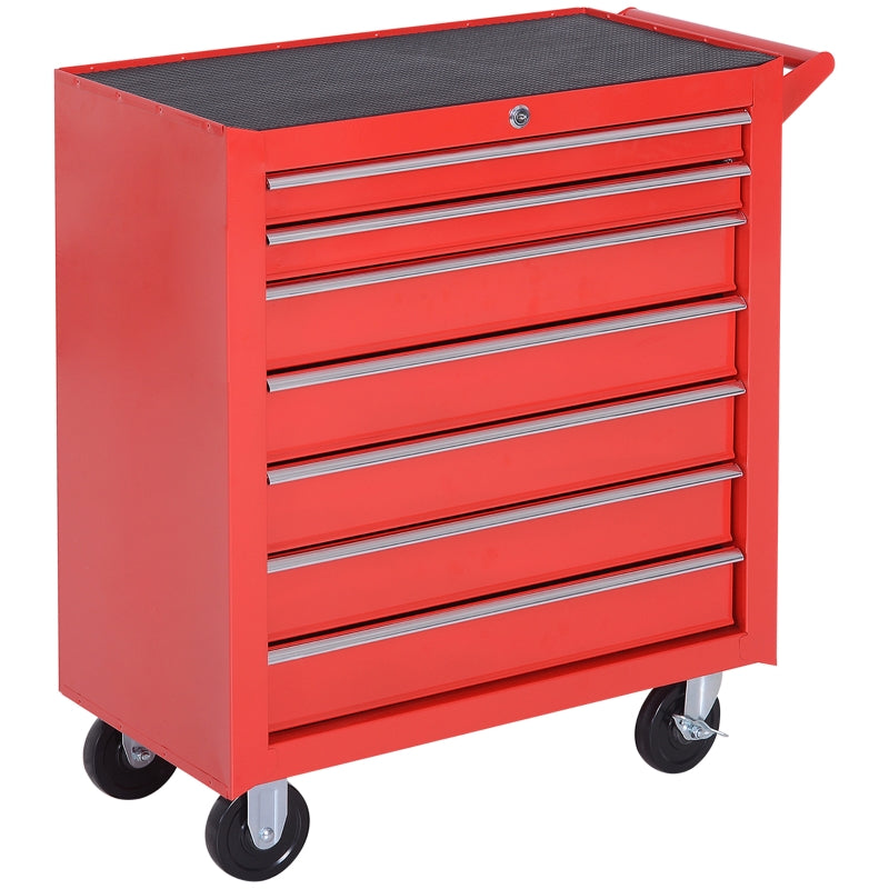 DURHAND Workshop 7 Drawers Roller Tool Cabinet Storage Chest Box - Red