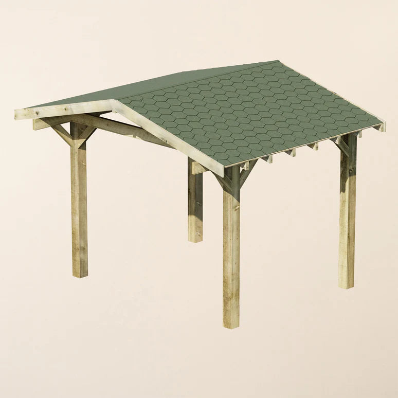 Ruby Wooden Gazebo - Katepal Green Shingle Roof - Apex Design - No Overhang
