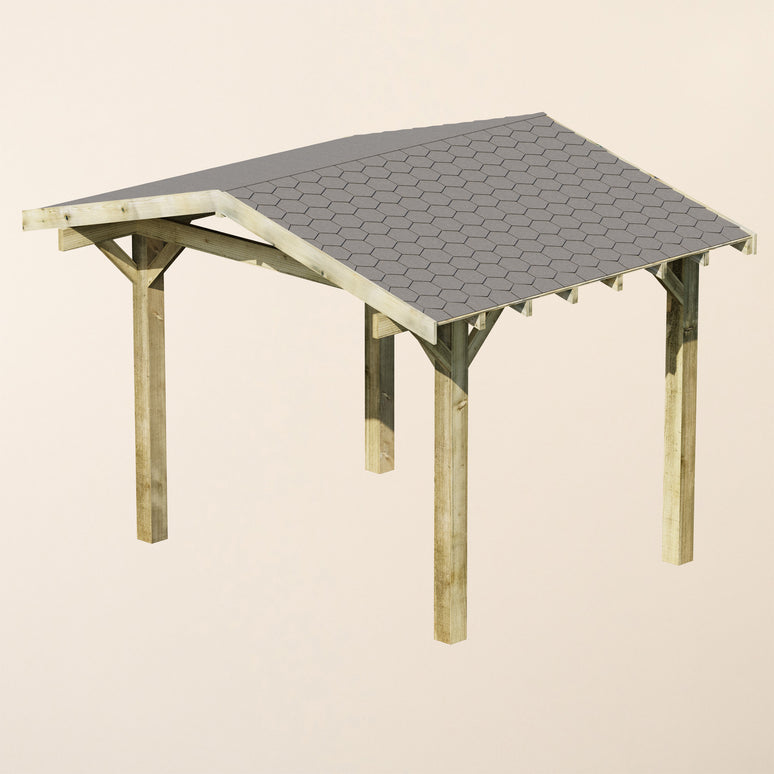 Ruby Wooden Apex Gazebo with Katepal Grey Shingle Roof & Overhang - Premium Garden Gazebo