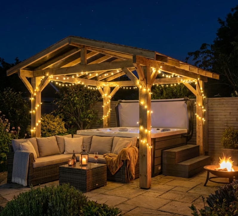 Ruby Wooden Apex Gazebo with Treated Featheredge Roof & Overhang - Premium Garden Gazebo