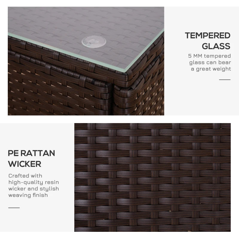 Dark Blue 3-Piece Patio Rattan Bistro Set with Cushioned Chairs and Coffee Table