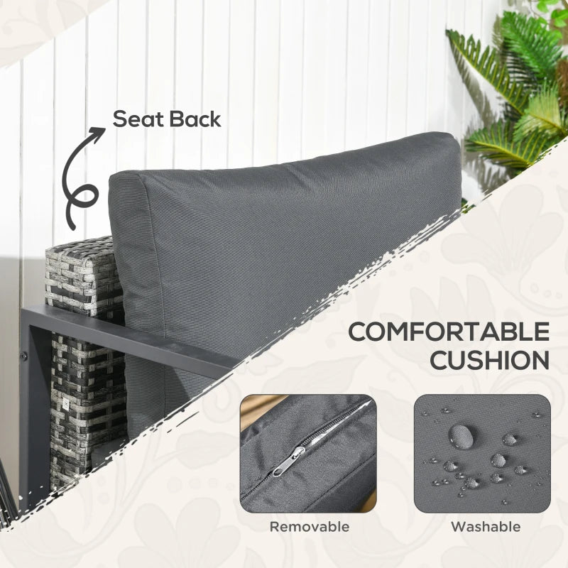 6 Piece Dark Grey Rattan Garden Sofa Set