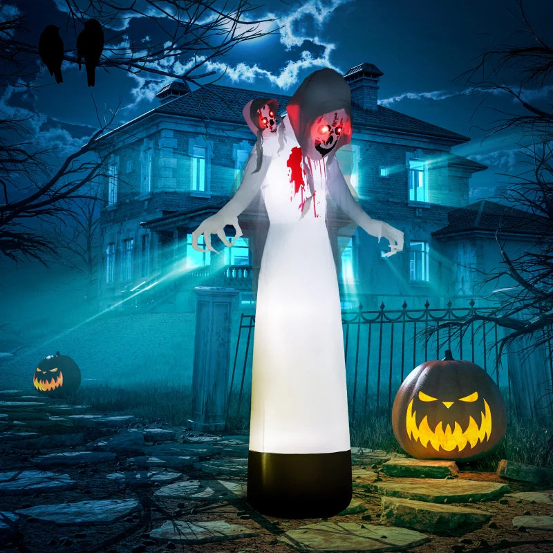 8.9ft Inflatable Three-Headed Ghost for Halloween - Spooky Outdoor Decoration, Perfect for Yard or Party