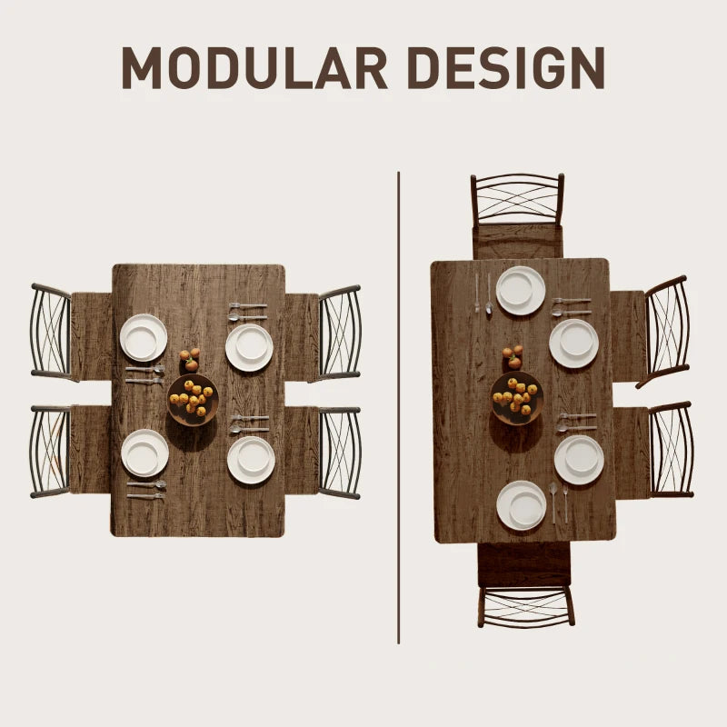 Stylish Five-Piece Minimalist Dining Set - Oak-Effect Table with Black Chairs for Modern Home Decor