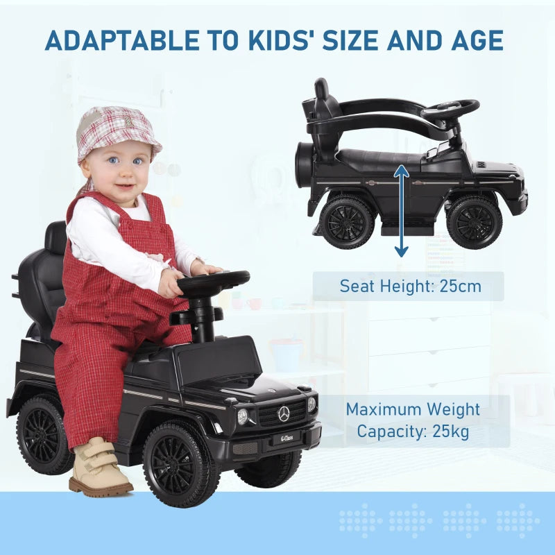 3 in 1 Kids Ride On Push Car Toddler Sliding Car Manual Foot to Floor Slider Push-Along with Horn Steering Wheel Black