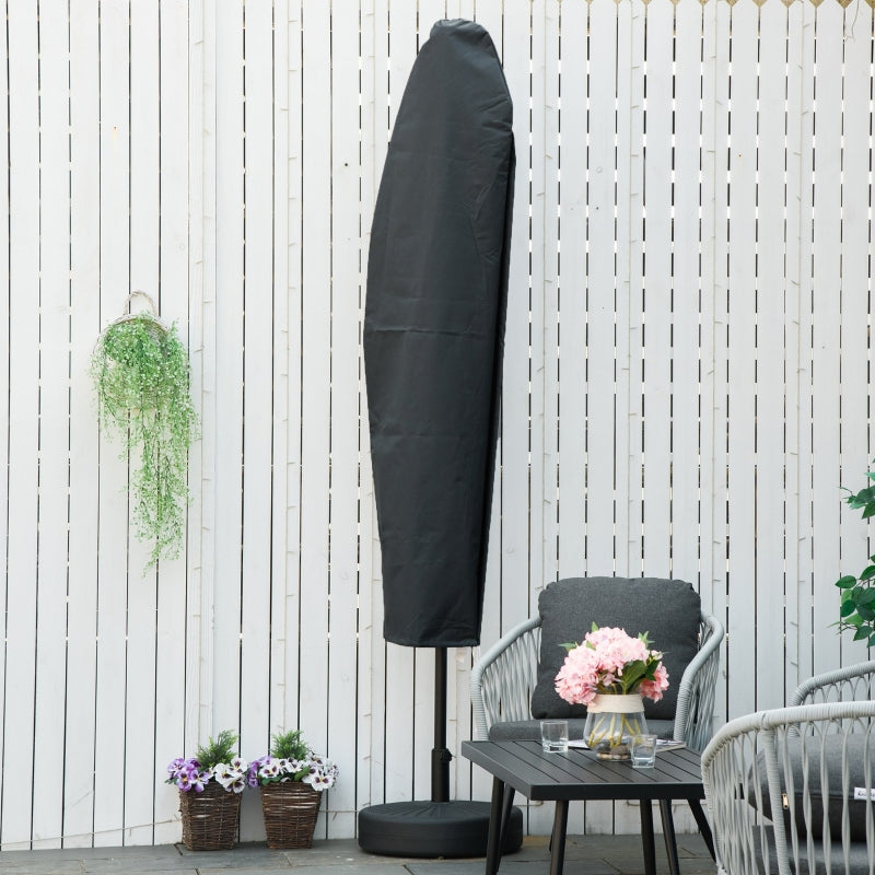 Dark Grey Cantilever Parasol Cover with Zipper - Outdoor Garden Protector