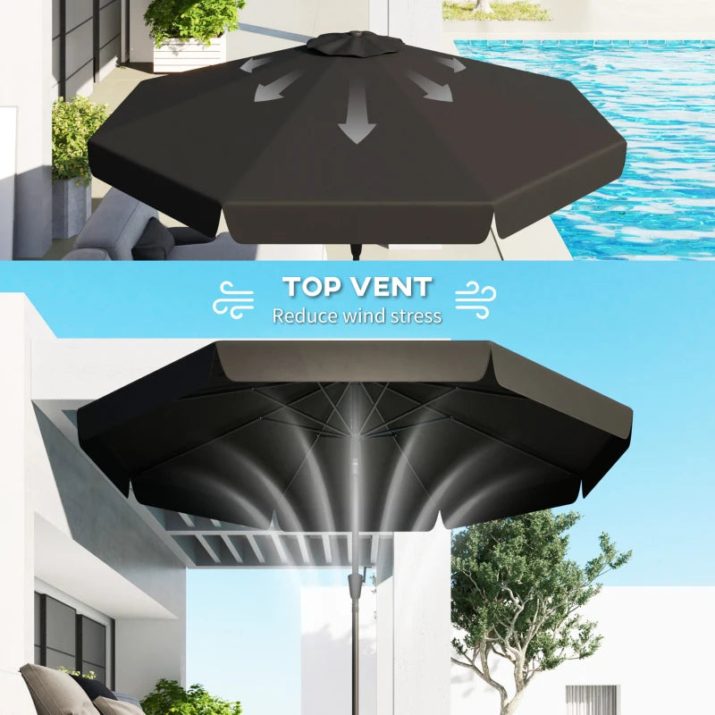 Black 2.7m Patio Table Umbrella with Tilt and Crank