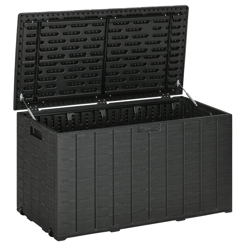 Dark Grey 336 Litre Garden Storage Box - Weather-resistant Plastic Shell - Double-Wall Design