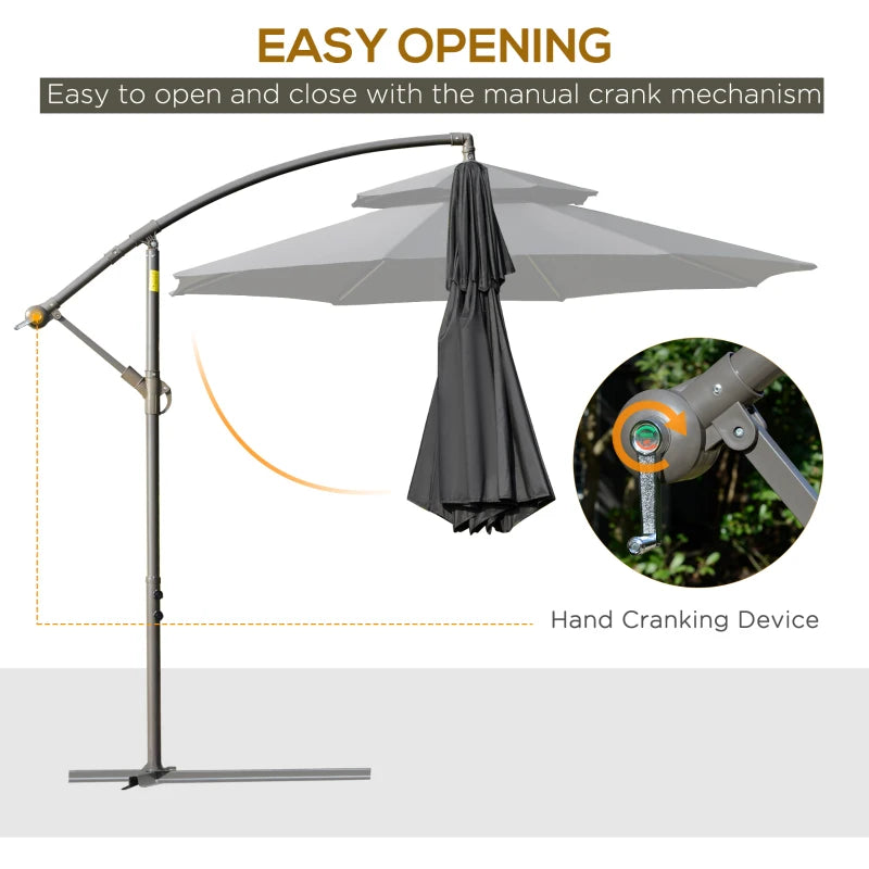 Black Double Tier Cantilever Banana Parasol Umbrella - 2.7m
