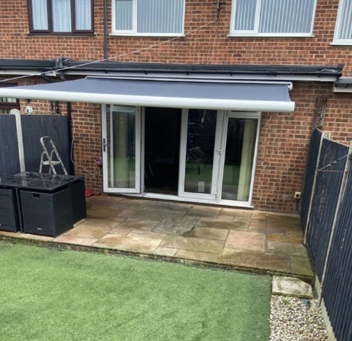 Grey 4m x 3m Full Cassette Electric/Manual Retractable Awning