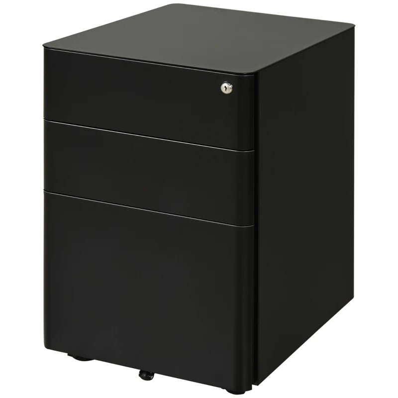 Vinsetto Lockable Rolling Filing Cabinet - 3 Drawer Steel Office Storage Unit for A4, Letter & Legal Files