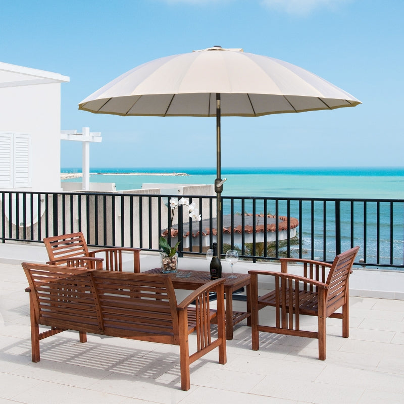 Adjustable 2.5m Garden Parasol Umbrella with Crank & Tilt, Off-White