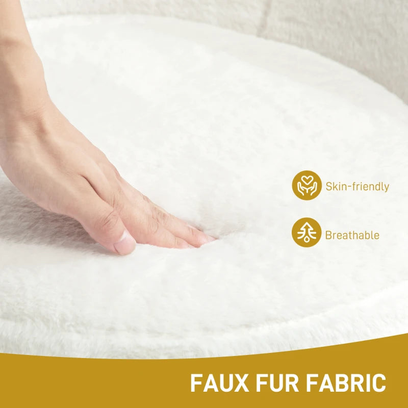 Faux Fur Accent Chair with Gold Legs - Comfy Tub Chair for Bedroom, Living Room, and Office in White