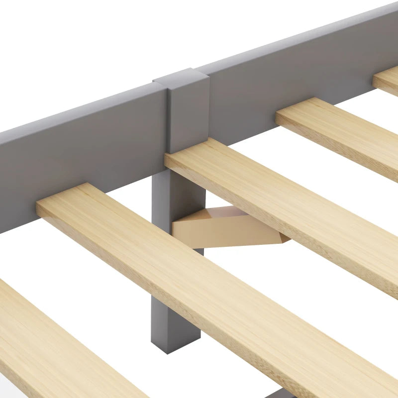 Wooden Pine Divan Storage Bed with Drawers - Solid Slatted Base, 3ft Single, Gray, 196x100x82 cm - Space-Saving Design