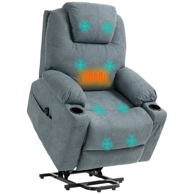 Lift and Recline Massage Armchair with Heat in Grey for Ultimate Comfort and Relaxation