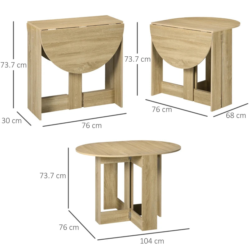 Space-Saving Drop Leaf Folding Dining Table for Small Spaces - Oak Kitchen & Dining Room Furniture