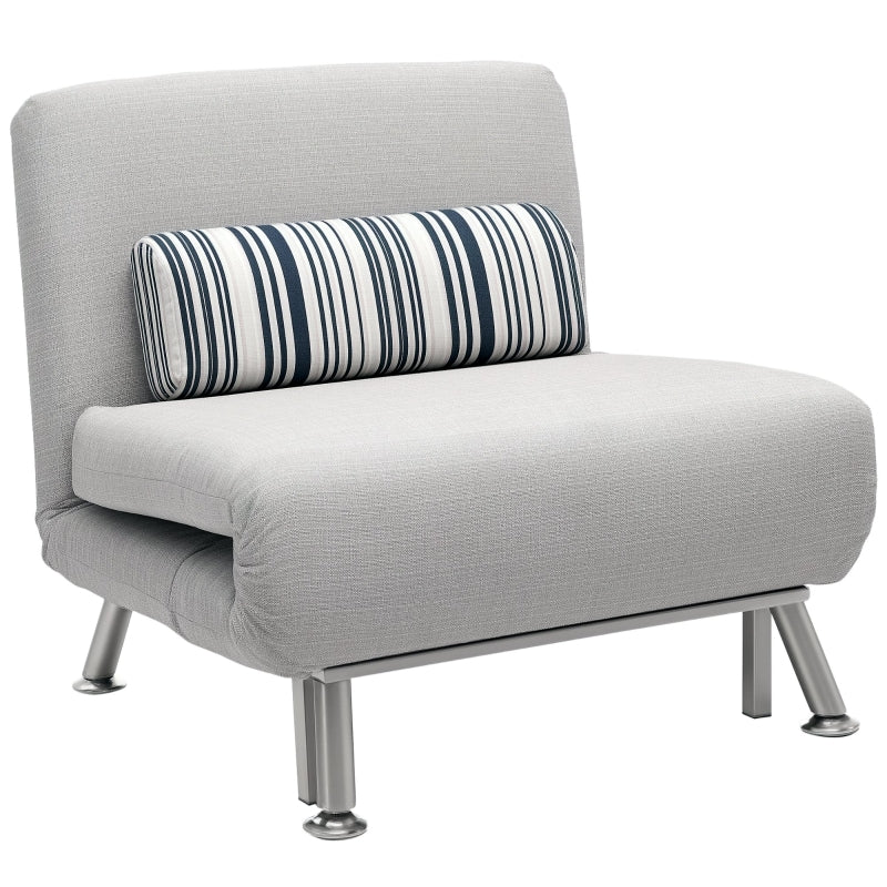 Single Sofa Bed for One Person - Foldable Lounge Chair with Pillow in Grey