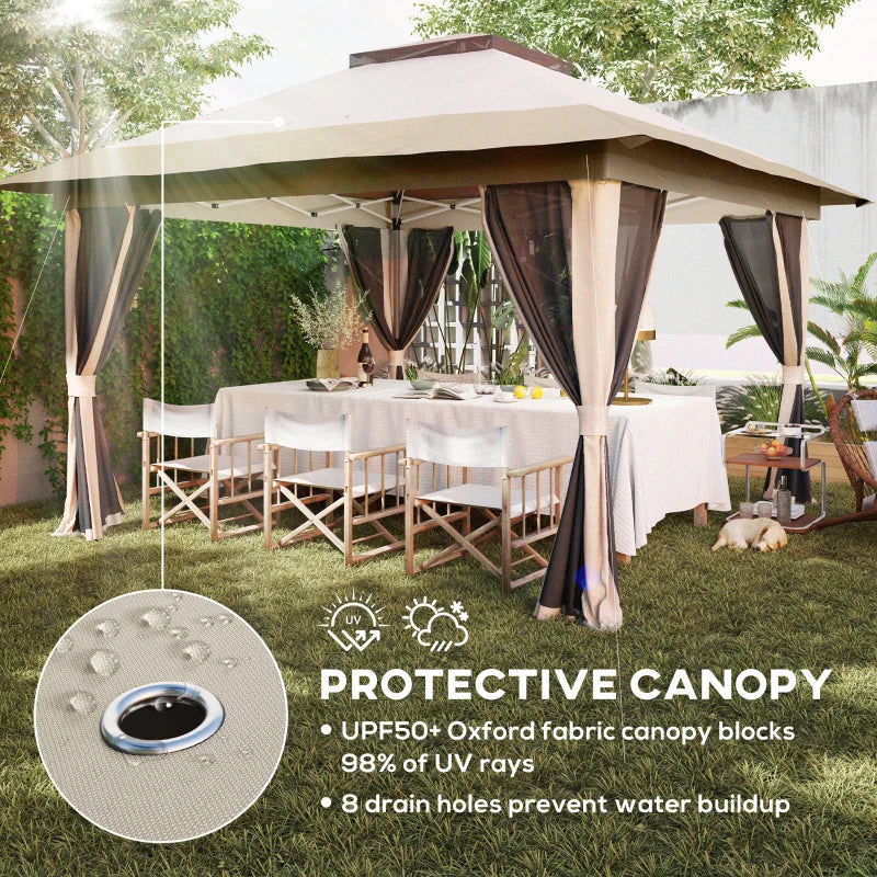 Spacious 3.6m Pop-Up Gazebo with Accessories - Beige