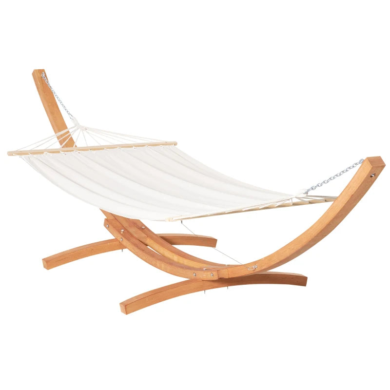 White Outdoor Garden Hammock with Wooden Stand