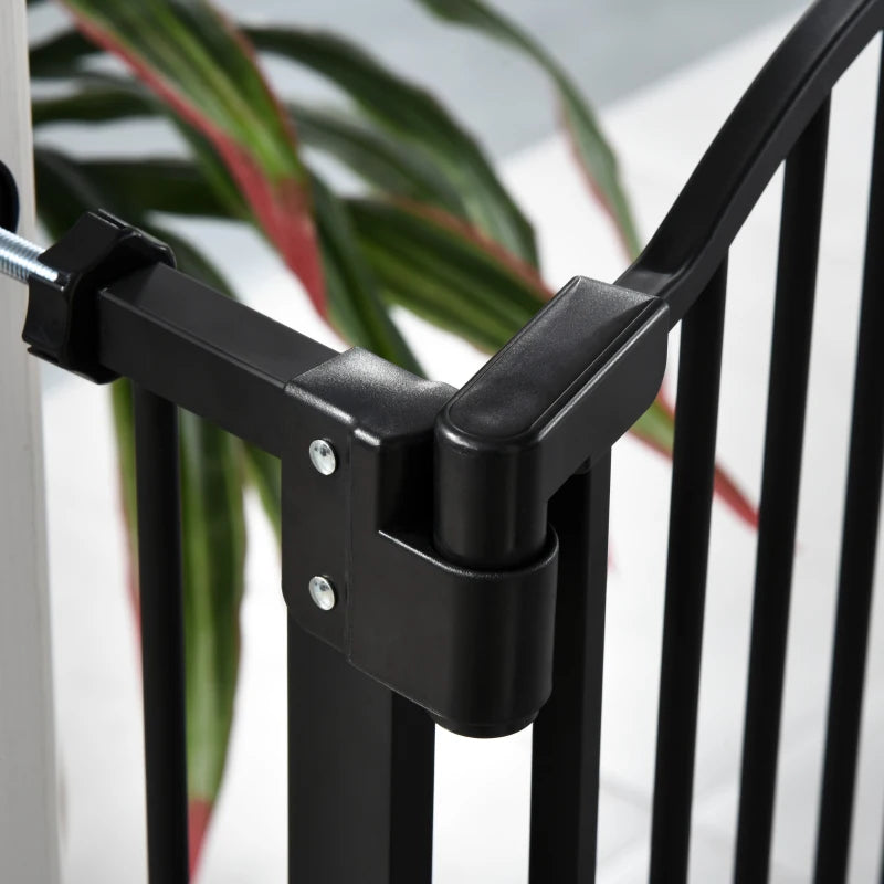 Pressure Fit Dog Stair Gate - No Drilling Safety Gate with Auto Close, Adjustable 74-80cm, 94cm Tall, Black for Doorways & Hallways