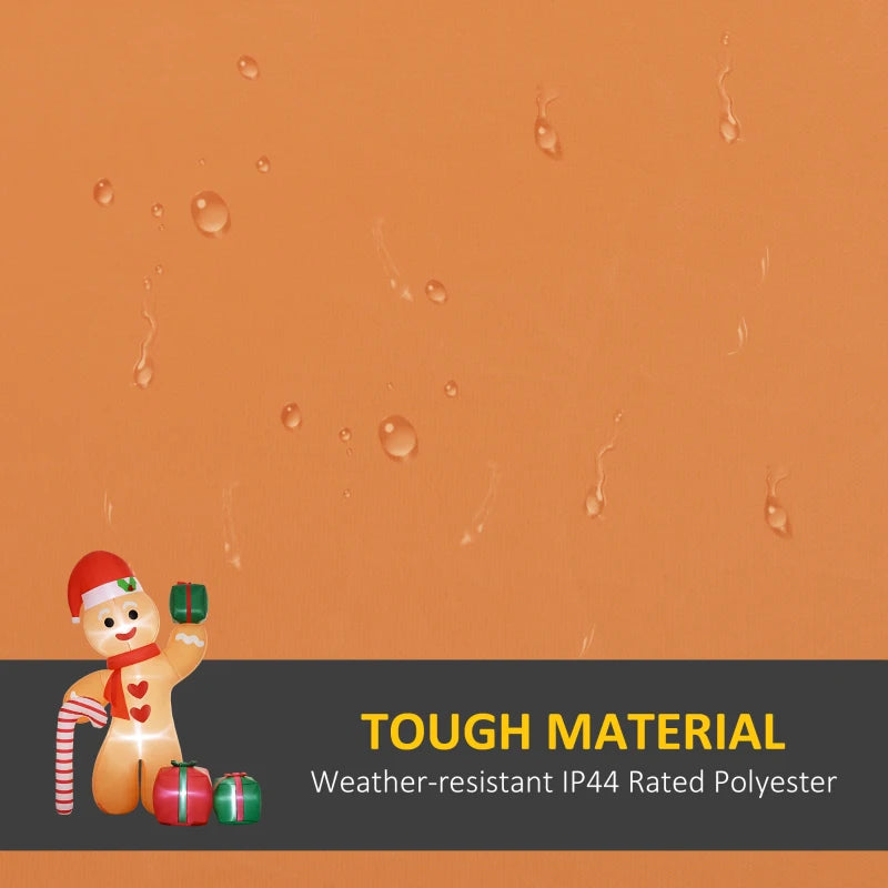 8ft Inflatable Gingerbread Man Christmas Decoration - Giant Holiday Yard Decor for Festive Outdoor Display